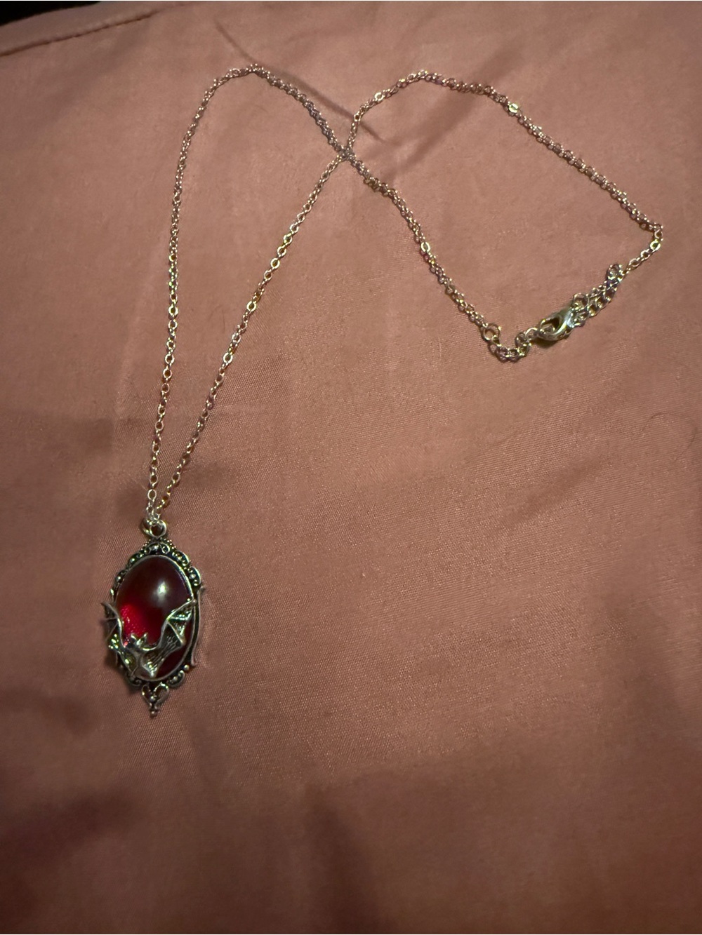 Vintage-Style Red Gem Pendant Necklace - Unbranded